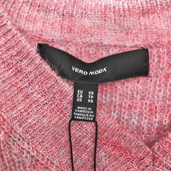 Vero Moda Womens Vilma Sweater XS Pink V-Neck Long Sleeve Tunic Ribbed NWT - Picture 7 of 10